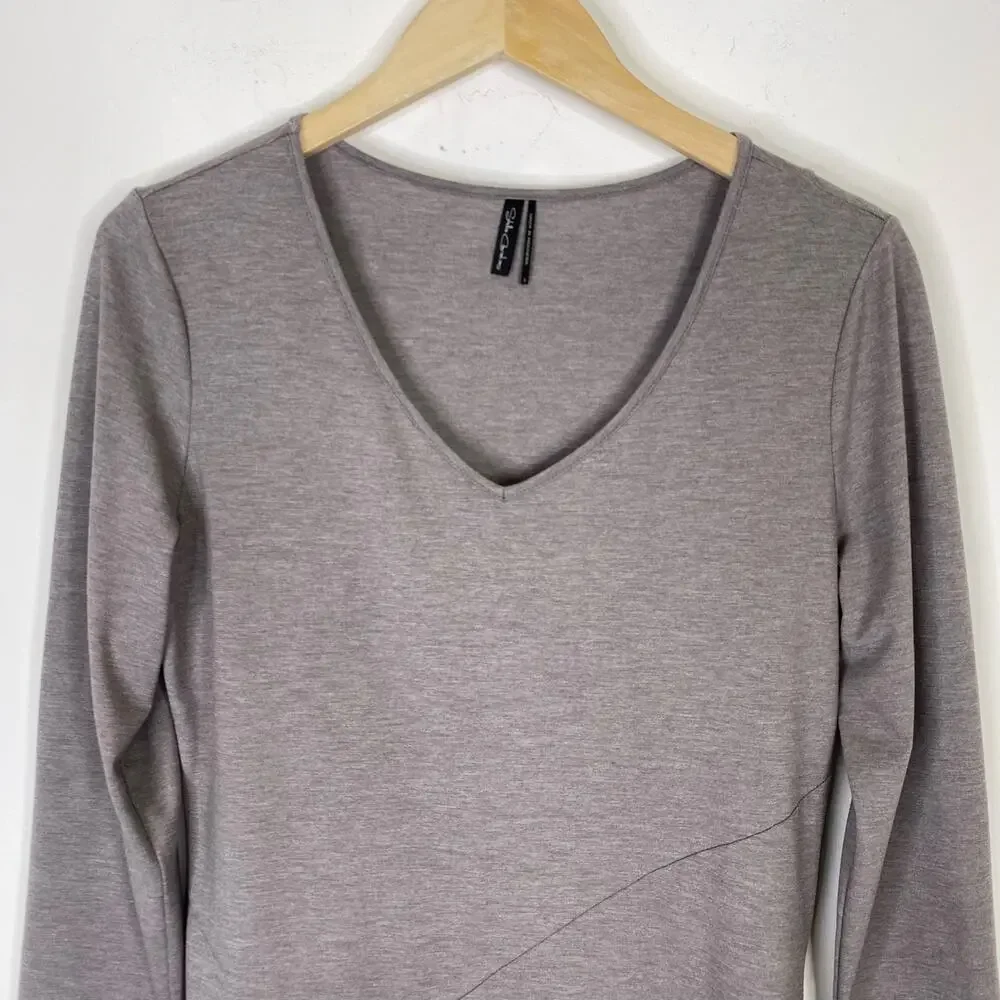 Stella Carakasi Asymmetrical Hem Dress Womens Sz S Long Sleeve Lagenlook Stretch